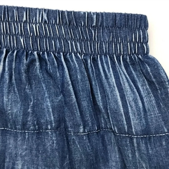Lavena Women's Peasant Boho Blue Denim Long Light Flowy Skirt Size Medium - Picture 4 of 10